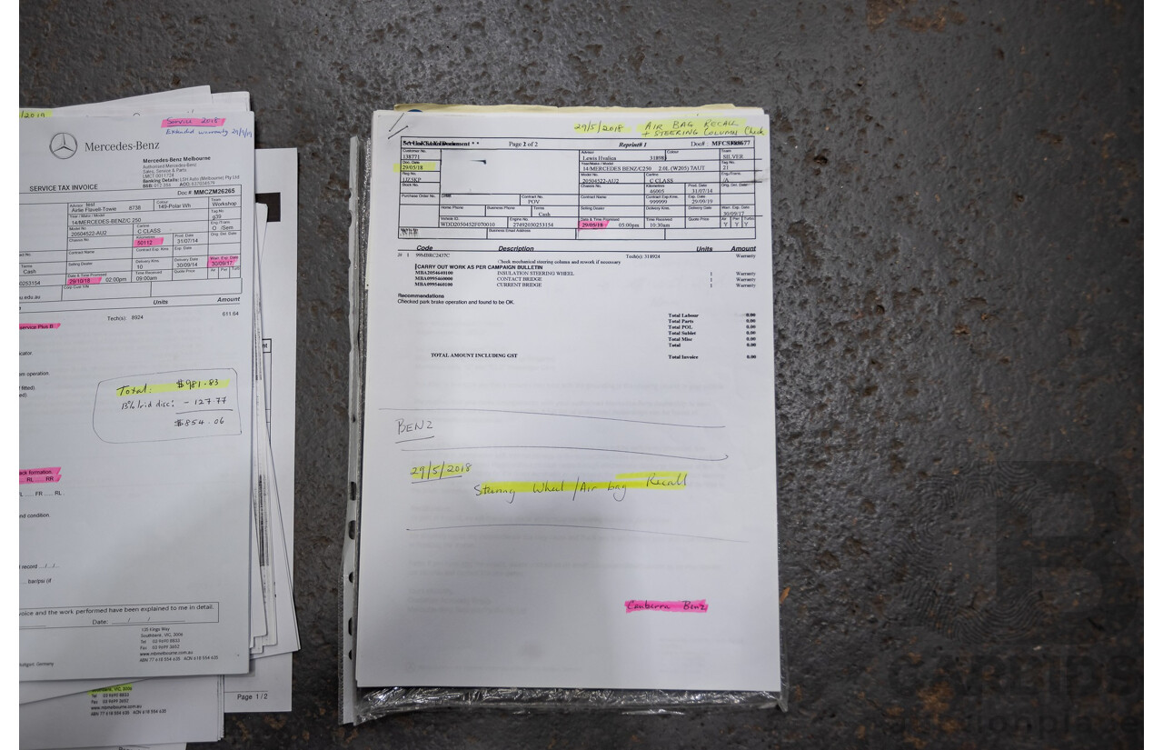 9/2014 Mercedes-Benz C250 AMG Line 205 4D Sedan Polar White Turbo 2.0L