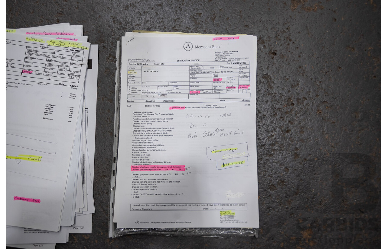 9/2014 Mercedes-Benz C250 AMG Line 205 4D Sedan Polar White Turbo 2.0L