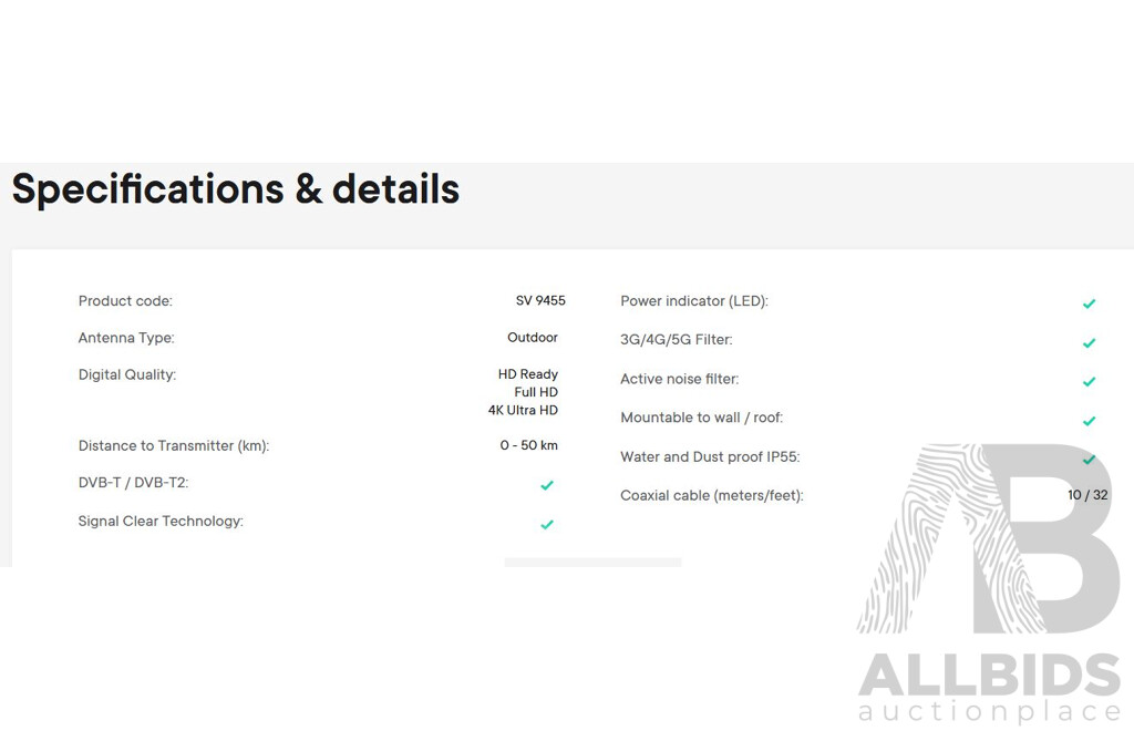 One for All (SV9455) Amplified Outdoor TV Antenna