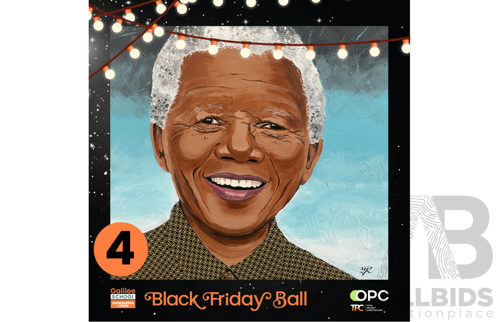 L24 - 'Mandela in Multi Media' Art On Canvas By Michelle Raap