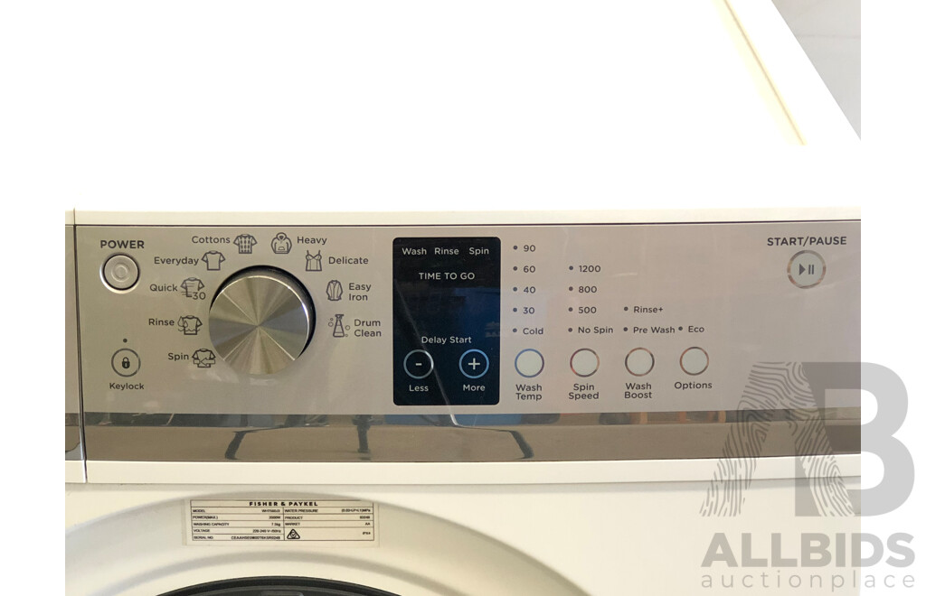 Fisher & Paykel Quick Smart 7.5 Kg Front Loader Washing Machine