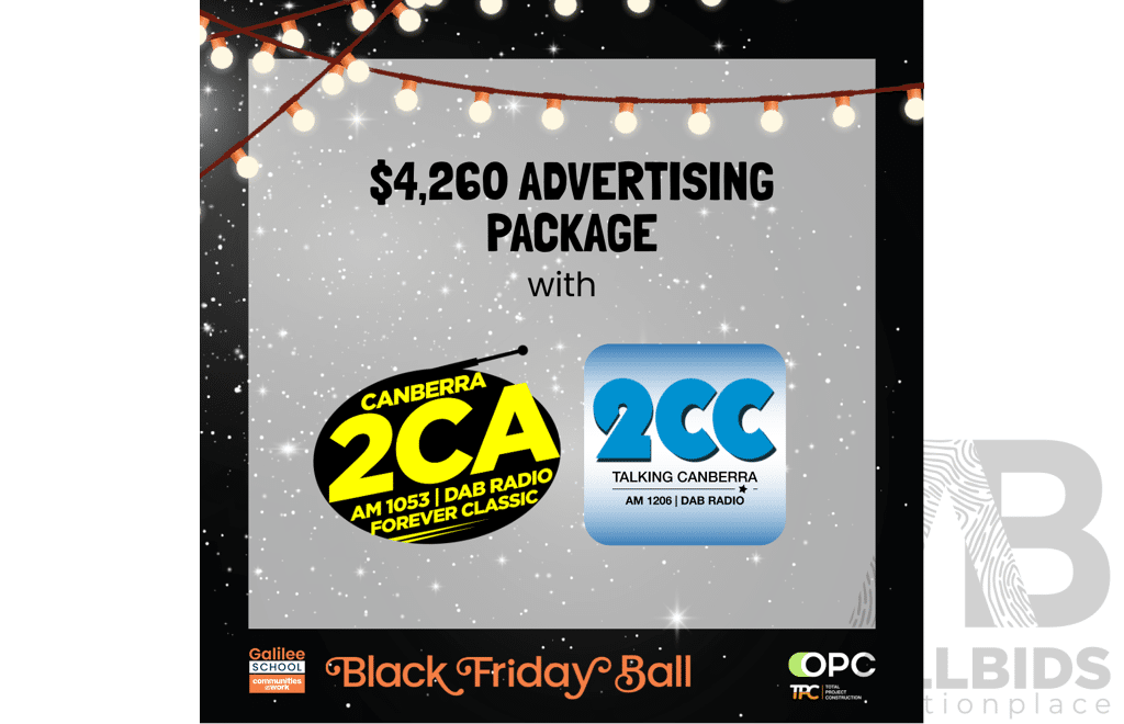 LIVE AUCTION #1 Radio Advertising Package on 2CA & 2CC