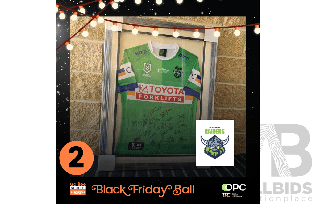 LIVE AUCTION #3 2025 NRL Canberra Raiders Framed and Signed Jersey