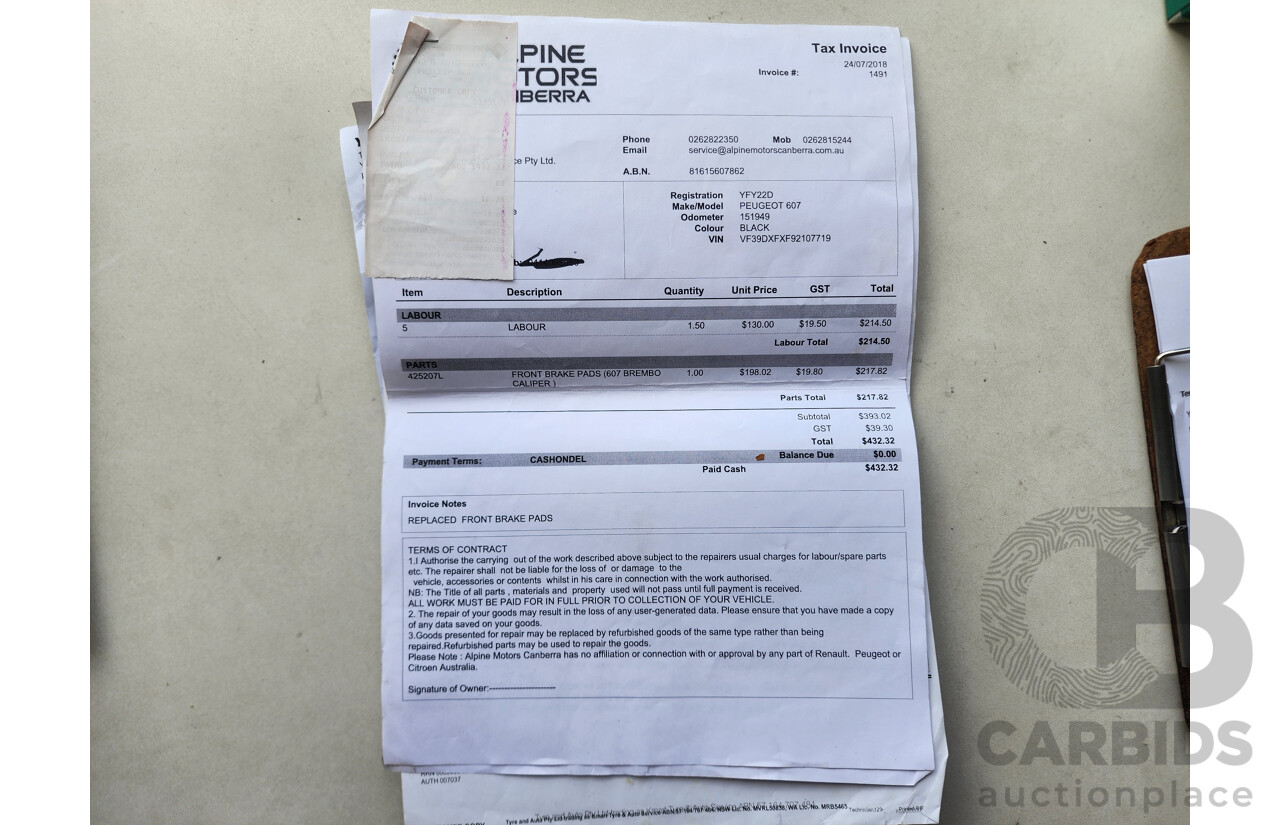 1/2005 Peugeot 607   4d Sedan Black 2.9L