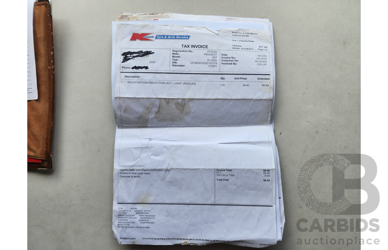 1/2005 Peugeot 607   4d Sedan Black 2.9L