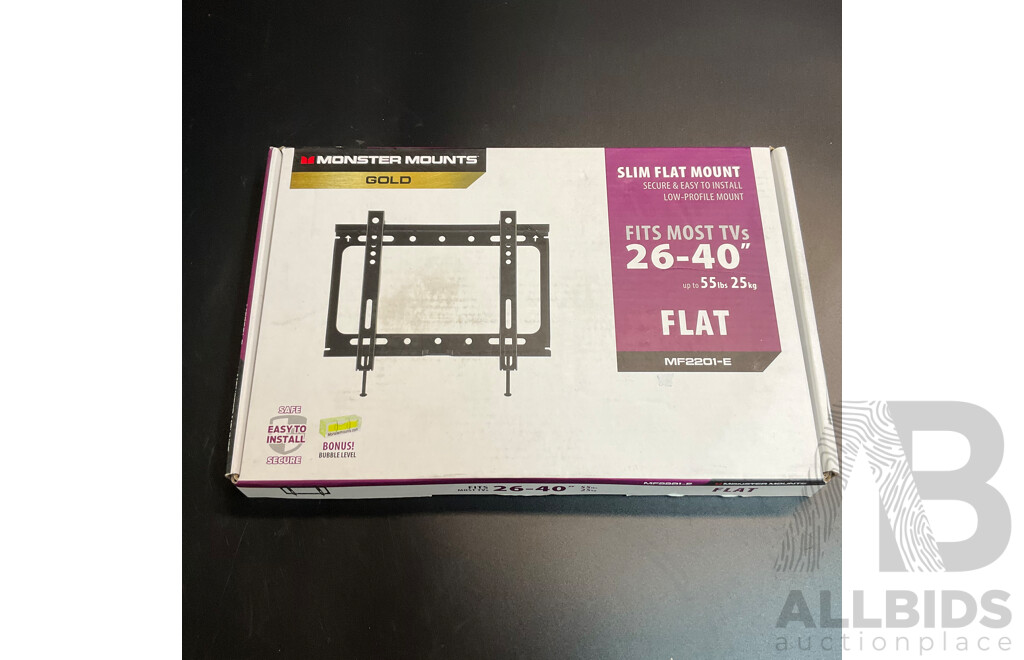MONSTER MF2201E Small Flat Mount (suits 26''-40''TVs) - Black