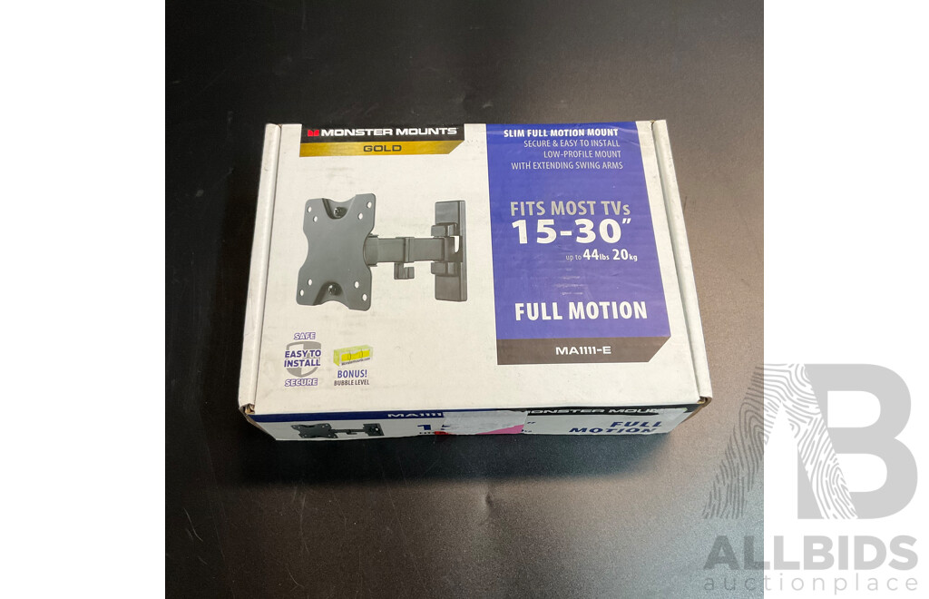 MONSTER MT1111E Small Tilt Mount (suits 15''-30'' TVs) - Black
