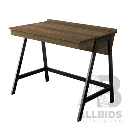 Aspect Desk Dark Oak Wood Desk with Black Metal Frame - Brand New