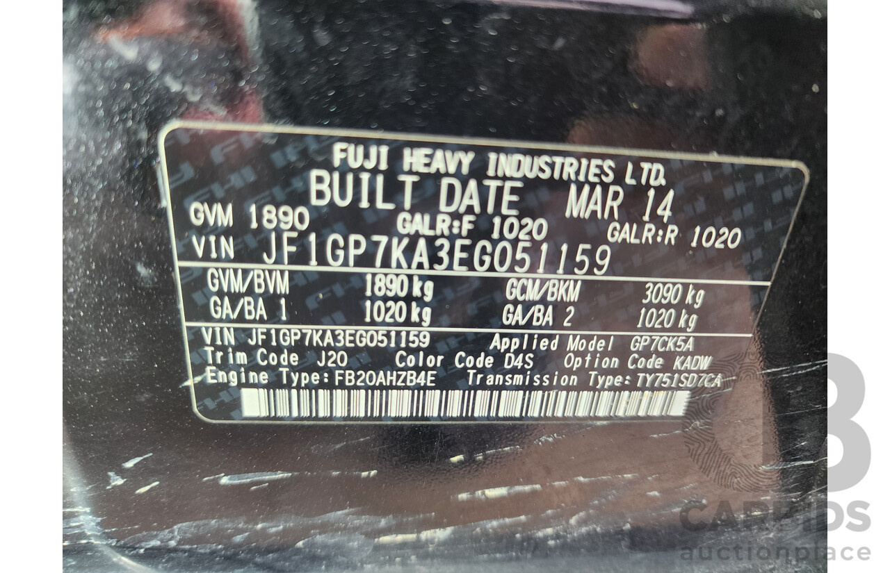 4/2014 Subaru Impreza 2.0i-L (awd) MY14 5d Hatchback Black 2.0L