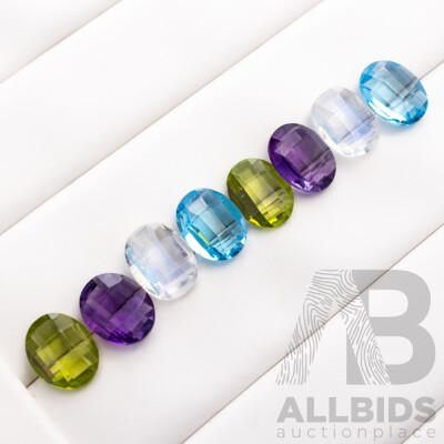 collection of (8) Amethyst, Moonstone, Topaz & Peridot Oval Faceted Gemstones, 9.35ct