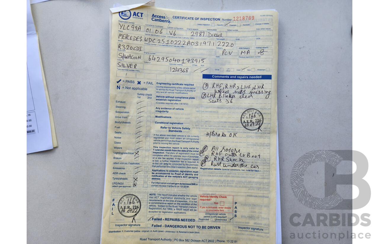 1/2006 Mercedes-Benz R 320 CDI (awd) 251 4d Wagon Silver 3.0L