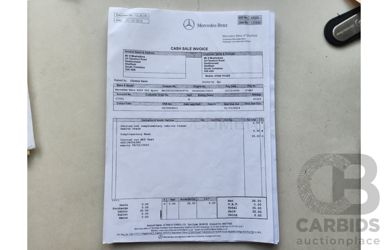 1/2006 Mercedes-Benz R 320 CDI (awd) 251 4d Wagon Silver 3.0L