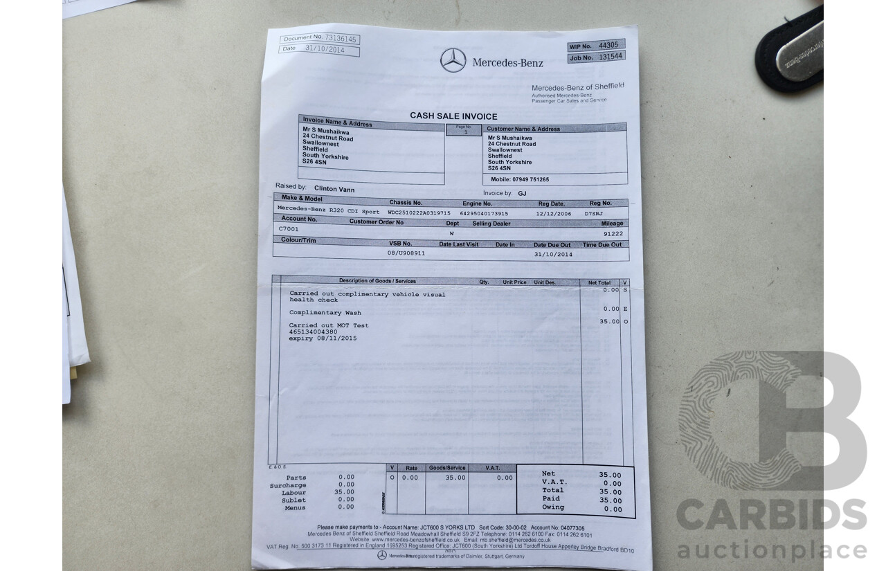 1/2006 Mercedes-Benz R 320 CDI (awd) 251 4d Wagon Silver 3.0L