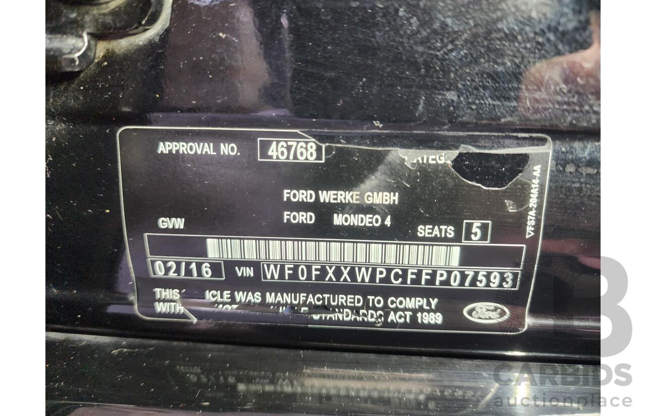 2/2016 Ford Mondeo Titanium TDCi MD 4d Wagon Black 2.0L