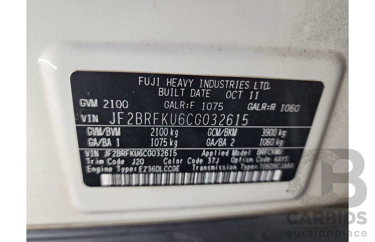 12/2011 Subaru Outback 3.6R Premium MY11 4d Wagon White 3.6L