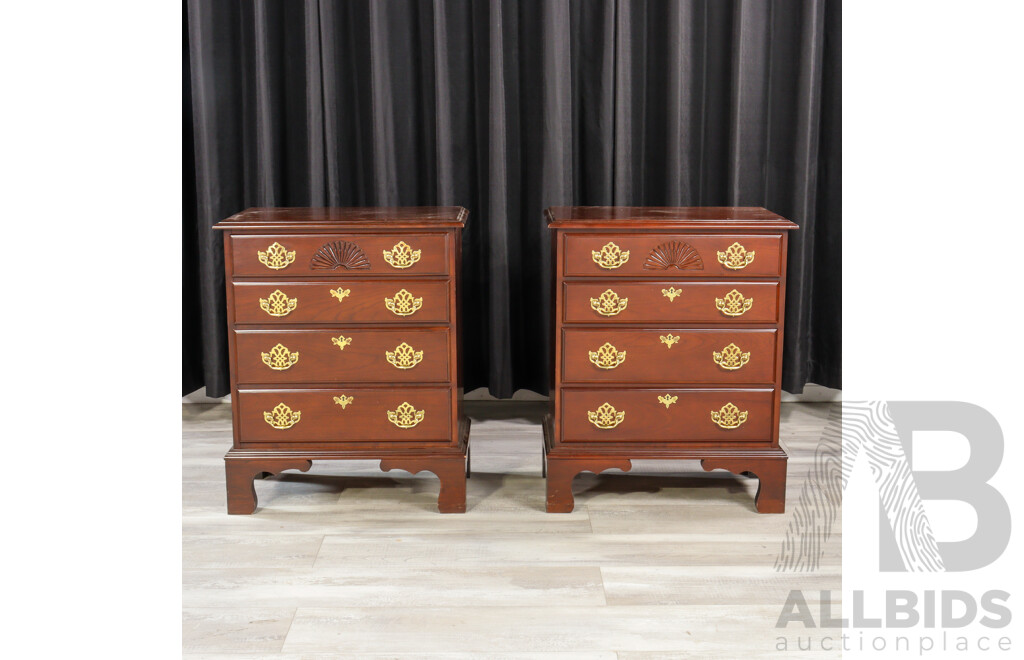 Pair of Mahogany Four Drawer Bedside Chests by Harden Furniture