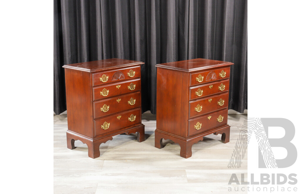 Pair of Mahogany Four Drawer Bedside Chests by Harden Furniture