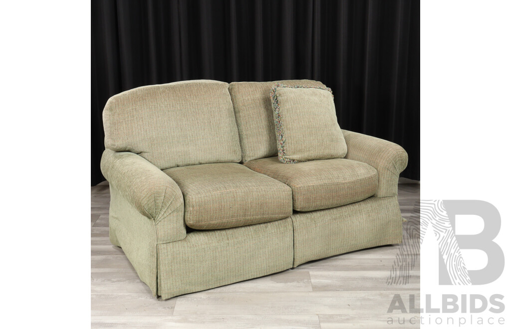 Sea Green Fabric Two Seater Settee by Century Furniture