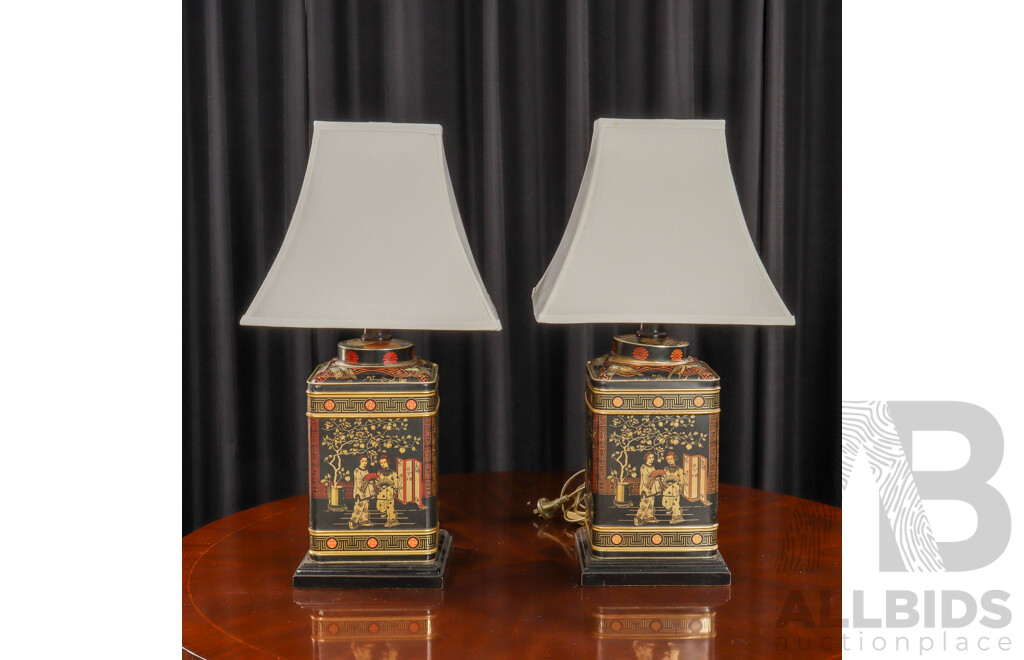 Pair of Chinese Style Pressed Tin Table Lamps