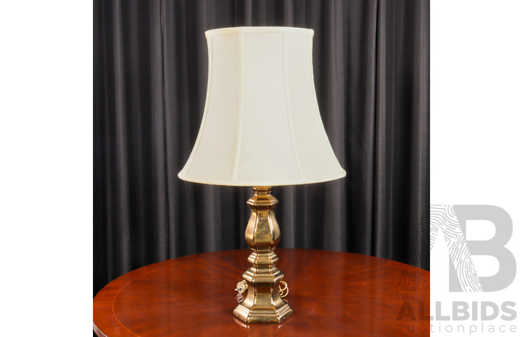 Brass Table Lamp with Sectional Fabric Shade