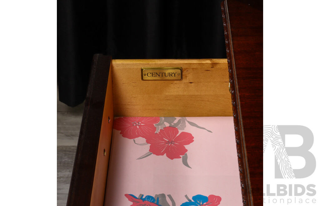 Pair of Three Drawer Mahogany Bedside Chests with Book Slides by Century Furniture
