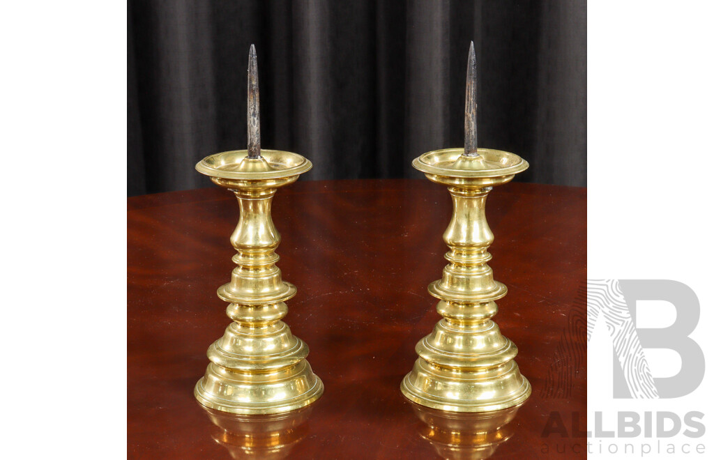Pair of Heavy Gauge Brass Candle Stick Holders