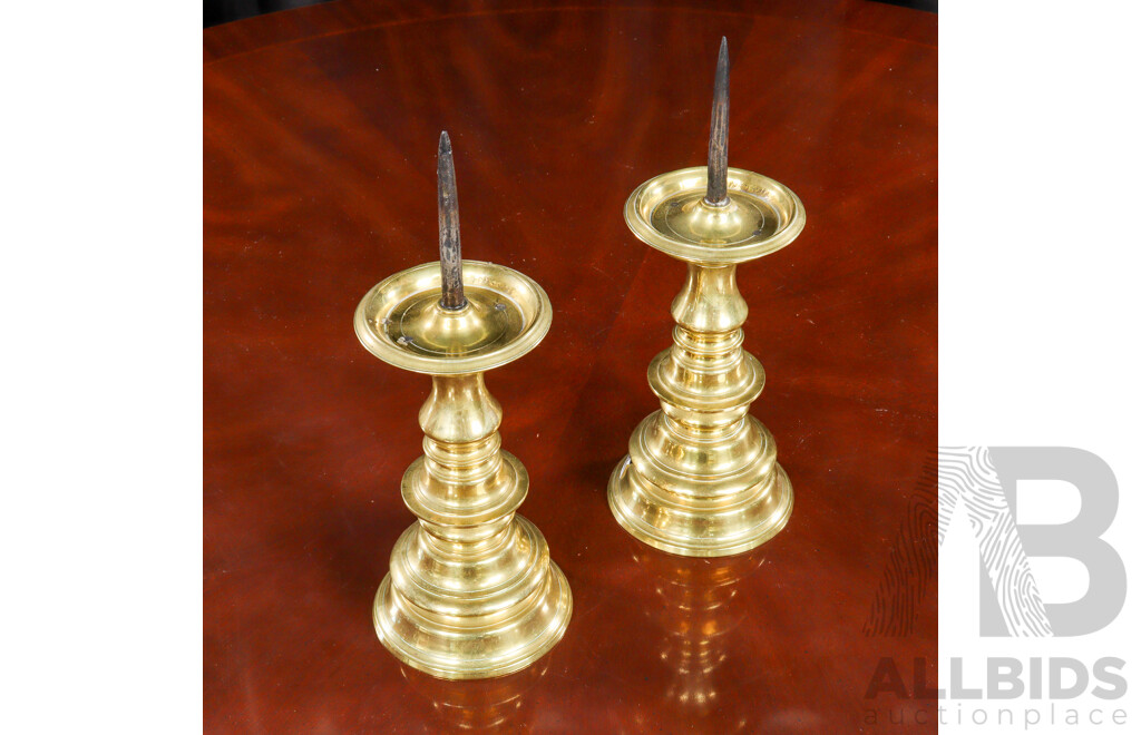Pair of Heavy Gauge Brass Candle Stick Holders