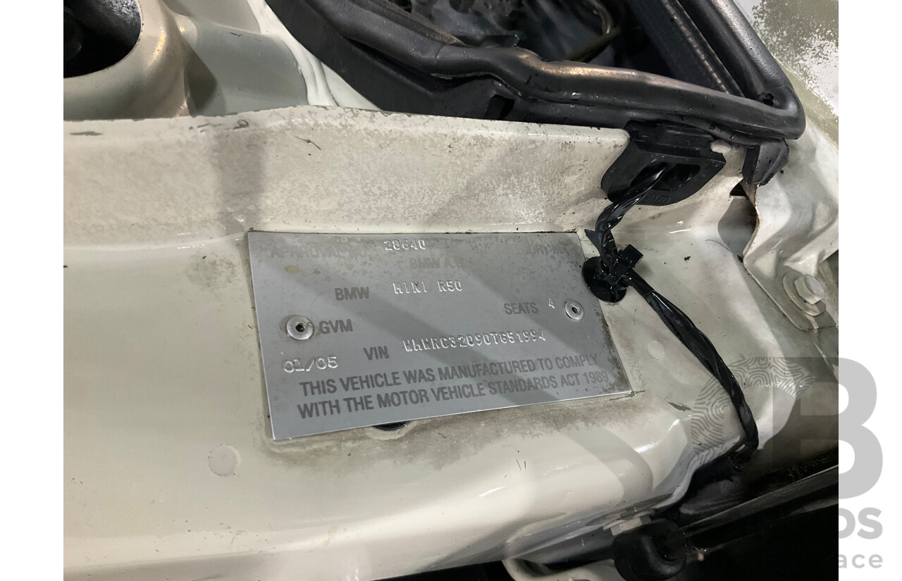 1/2005 Mini Cooper R50 2d Hatchback Pepper White 1.6L