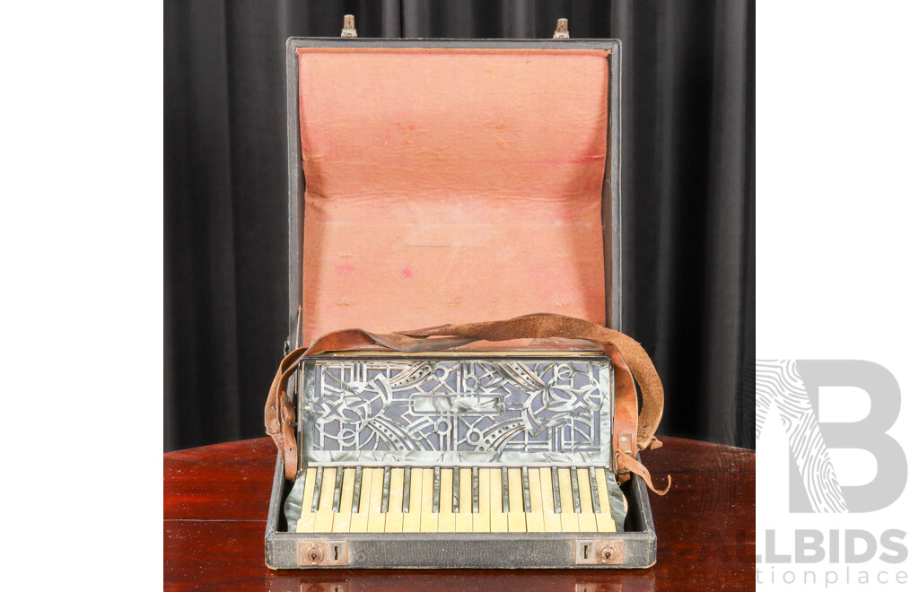 Vintaged Cased Piano Accordian by Carola