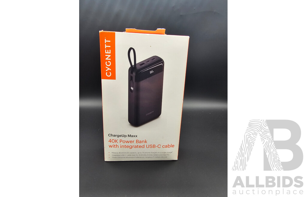 CYGNETT 40k Power Bank with Intergrated USB-C Cable