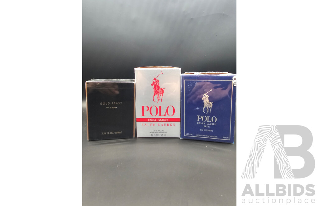 Assorted Fragrances Including Ralph Lauren and Gold Feast