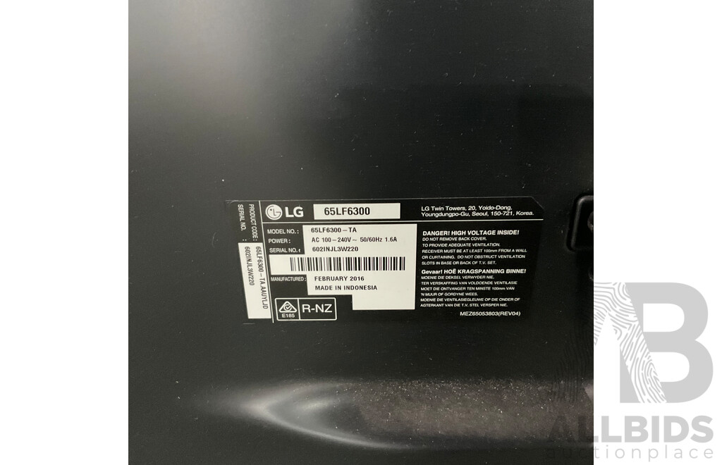 LG 65LF6300 60'' TV
