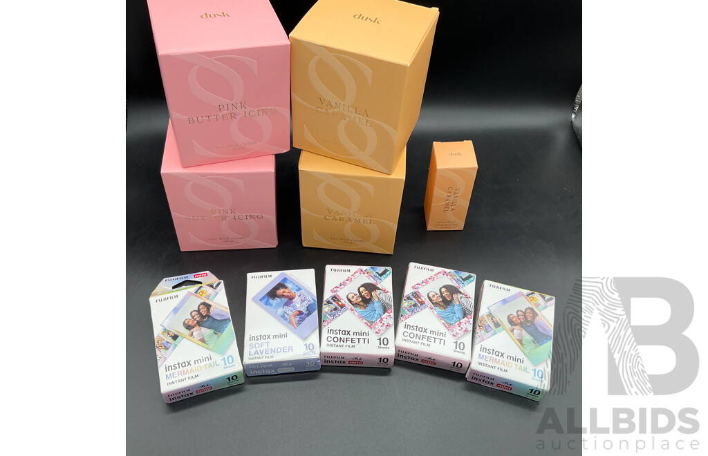 Dusk Pink Butter Icing & Vanilla Caramel Candles & Fragrant Oil & Instax Mini Instant Film 10 Sheets X5 Packs