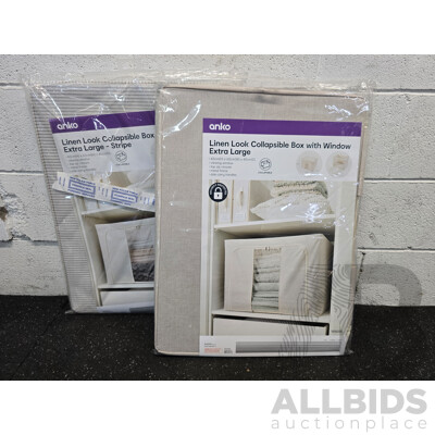 ANKO Linen Look Collaspsible Box with Window Extra Large - Lot of 2