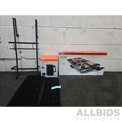 Assorted Houshold Items Including ANKO 1.7l Kettle and Non-stick Grill Plate