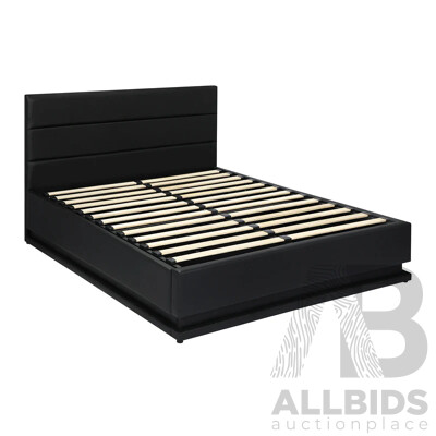 Oikiture Bed Frame Queen Size Gas Lift Base with Storage (BF-B-LAYZ-Q-BK)