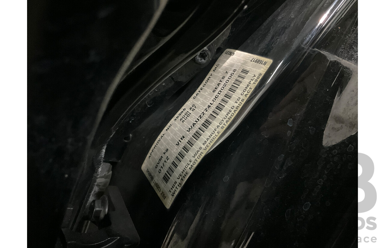 1/2012 Audi Q7 3.0 TDI Quattro MY12 4d Wagon Night Black Turbo Diesel V6 3.0L - 7 Seater