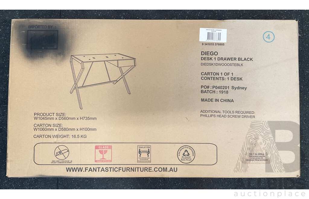 Fantastic Furniture DIEGO Desk with 1 Drawer