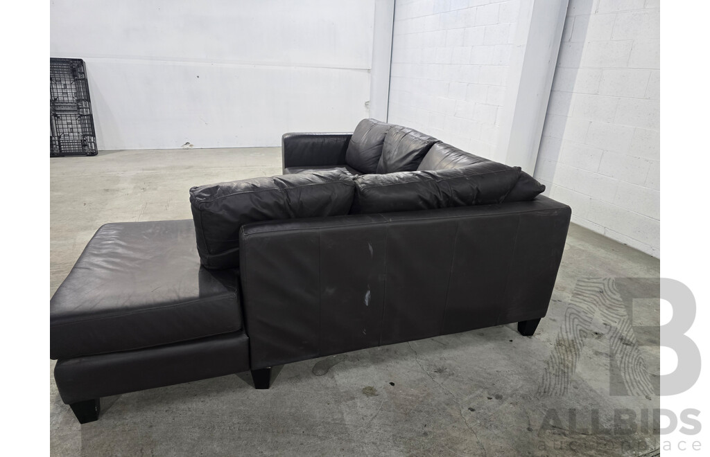 Brown Leather Lounge with Chase