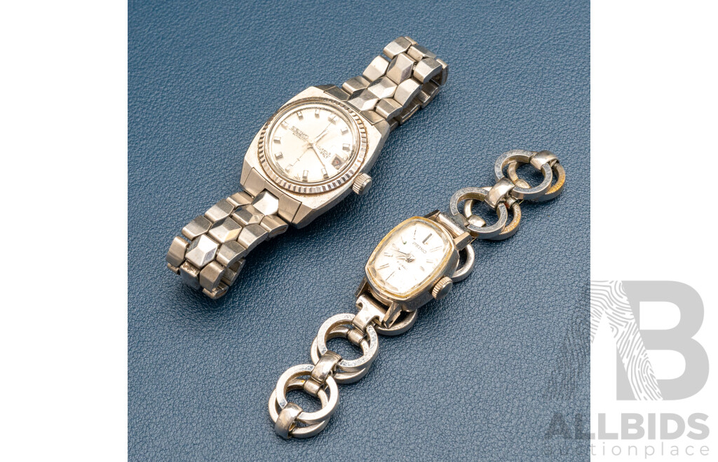 Vintage (2) Seiko Ladies Watches, 21 Jewels 1104-3040 & Automatic 17 Jewels Hi-Beat Sea Lion 2205-0260