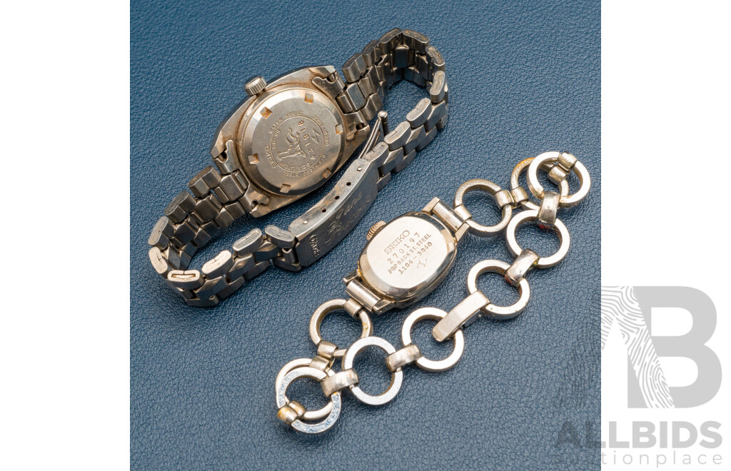 Vintage (2) Seiko Ladies Watches, 21 Jewels 1104-3040 & Automatic 17 Jewels Hi-Beat Sea Lion 2205-0260
