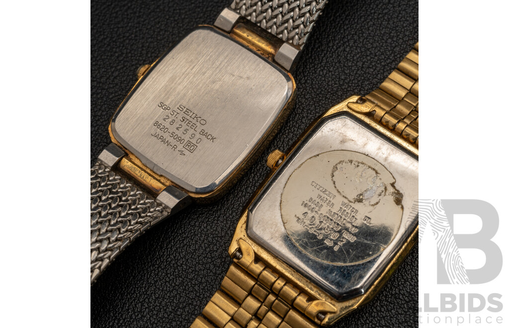 Citizen Quartz 1000-S63863 & Seiko Quartz 8620-5090 Vintage Watches