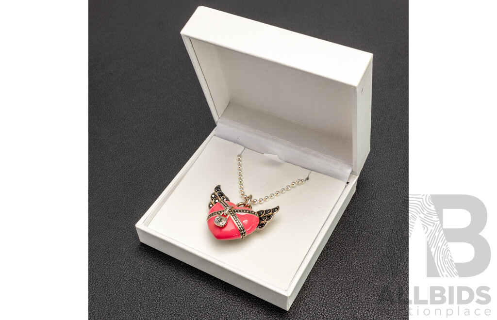 Thomas Sabo 'Rebel at Heart' Enamel Pendant Necklace, Sterling Silver, as New Boxed, 80cm, 29.31 Grams