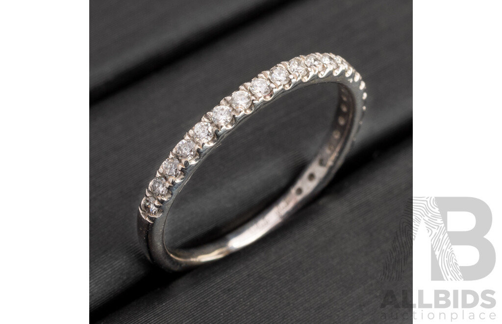 14ct White Gold Diamond Wedding Ring, Est TDW 0.15ct, Size I, 1.50 Grams