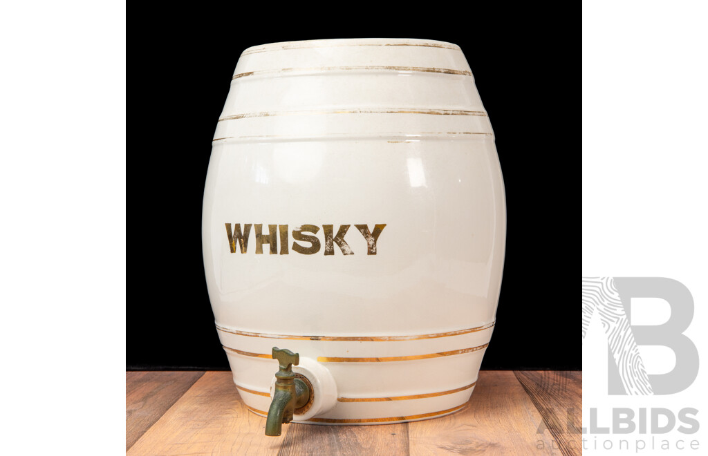 Vintage Ceramic Whisky Barrell with Brass Tap