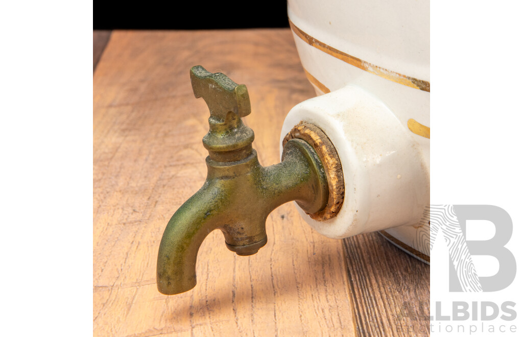 Vintage Ceramic Brandy Barrell with Brass Tap