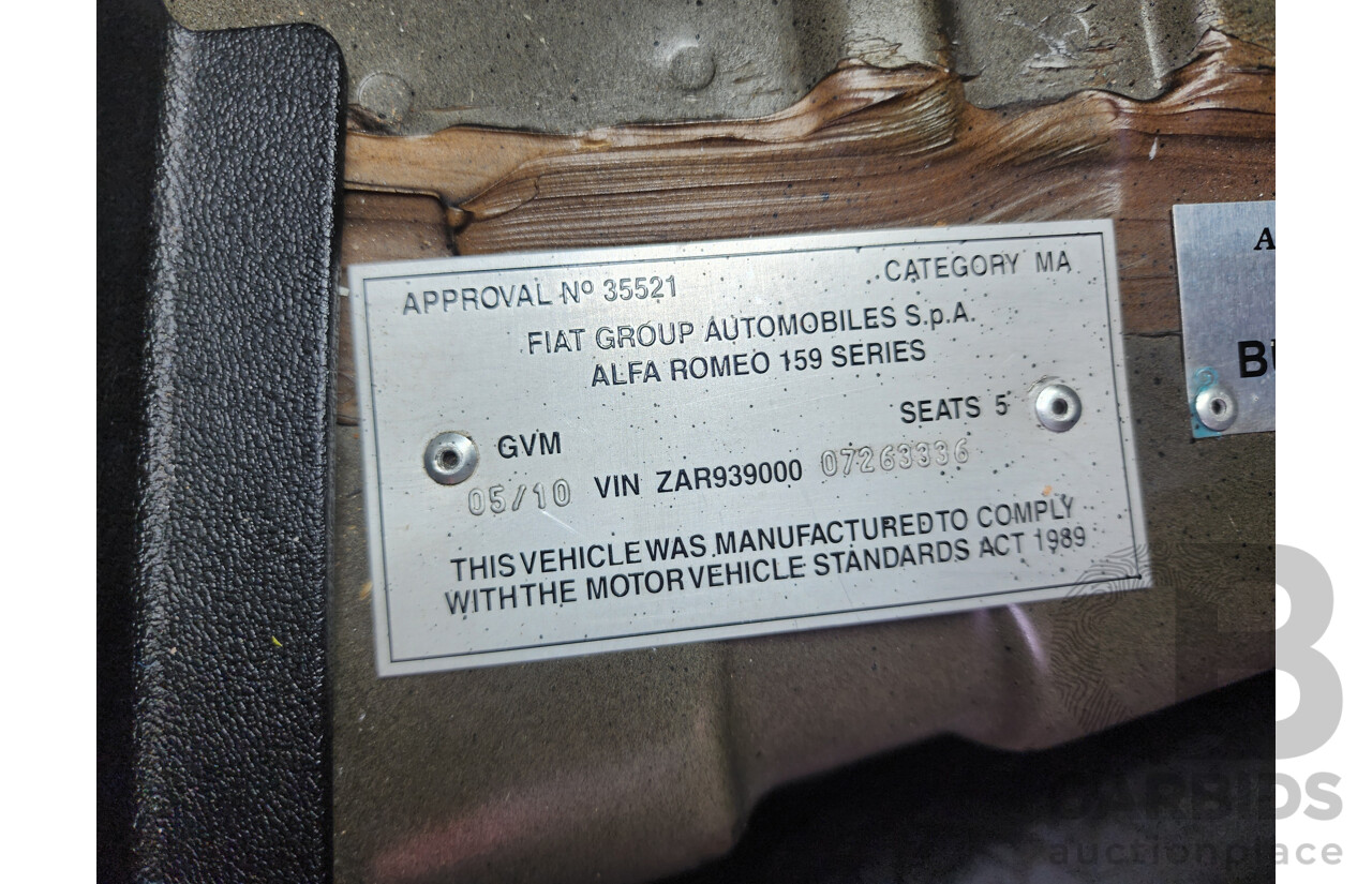 5/2010 Alfa Romeo 159 2.2 JTS MY09 4d Sedan Black 2.2L