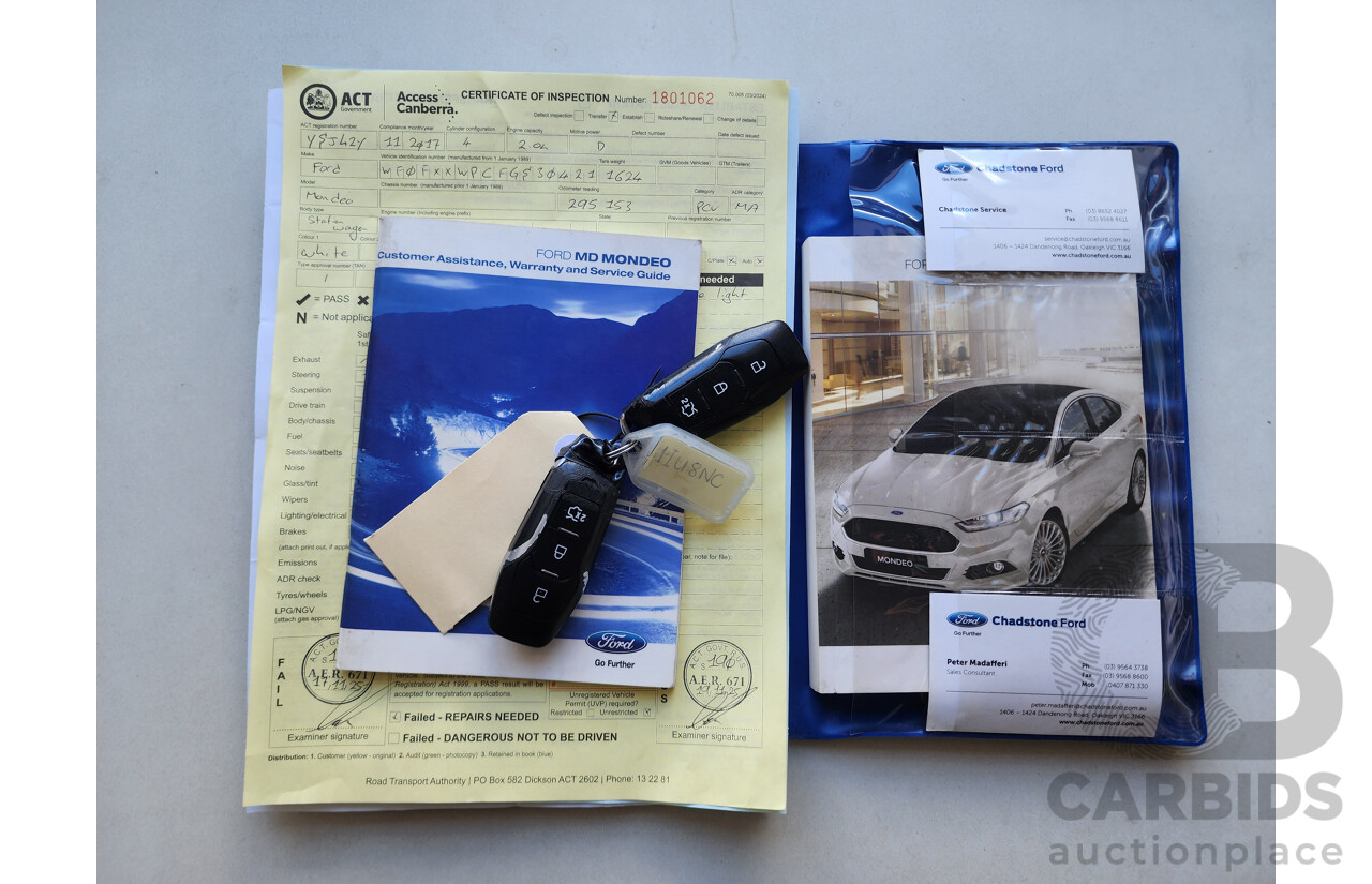 1/2017 Ford Mondeo Trend TDCi MD 4d Wagon White 2.0L