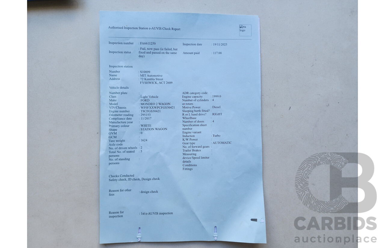 1/2017 Ford Mondeo Trend TDCi MD 4d Wagon White 2.0L