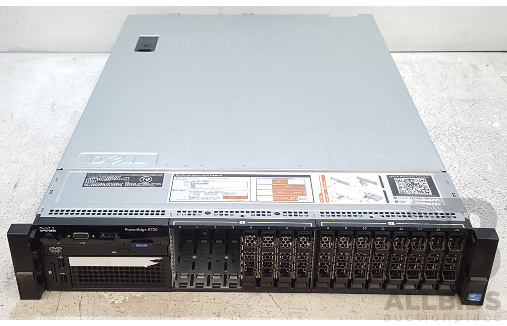 Dell PowerEdge R720 Dual Intel Xeon (E5-2630 0) 2.30GHz-2.80GHz 6-Core CPU 2RU Server w/ 64GB DDR3